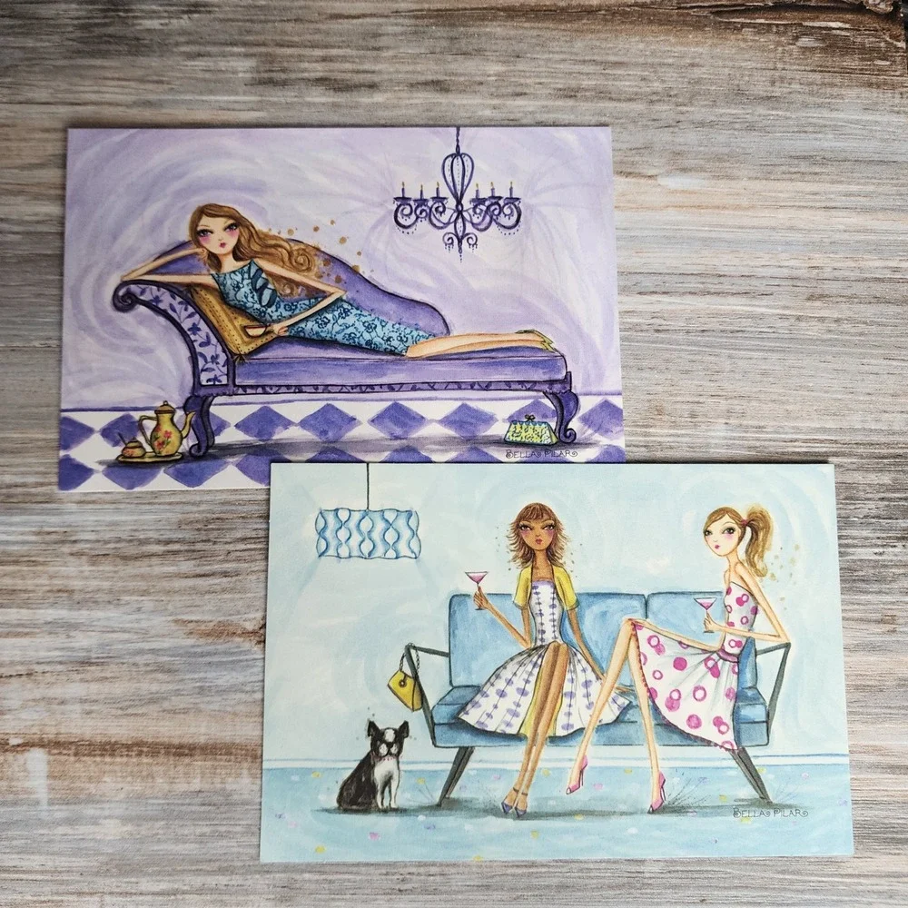 Papyrus Bella Pilar Blank Note Cards Set with Envelopes and Acrylic Box 40ct